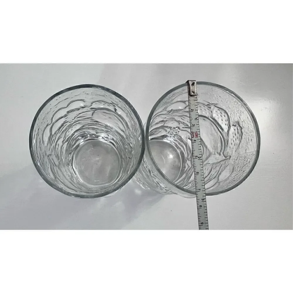 Set of 2 Vintage Libbey American Directoire Embossed Orchard Fruit Glasses Clear